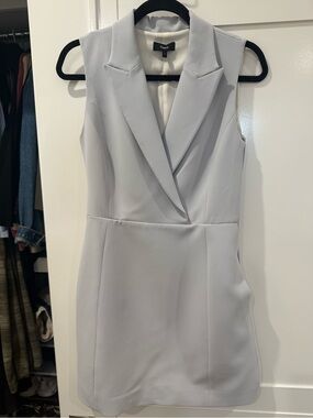Theory Women's Light Gray/Blue Sleeveless Blazer Dress